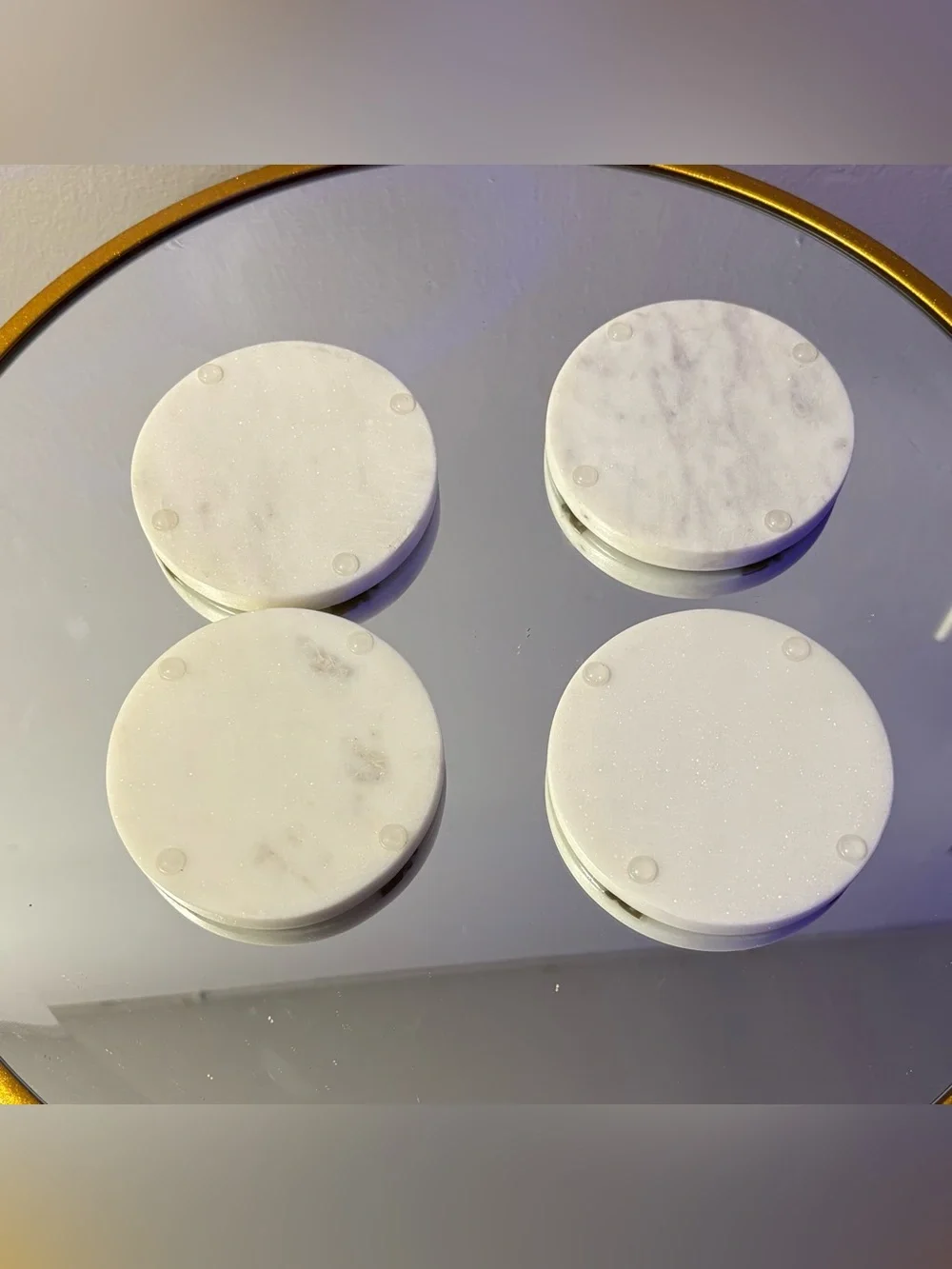 Los Angeles Dodgers Marble Baseball Coasters - White and Gold